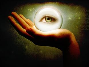 digital art image of hand holding an eye