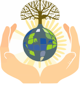 Lightworkers hands holding earth with tree